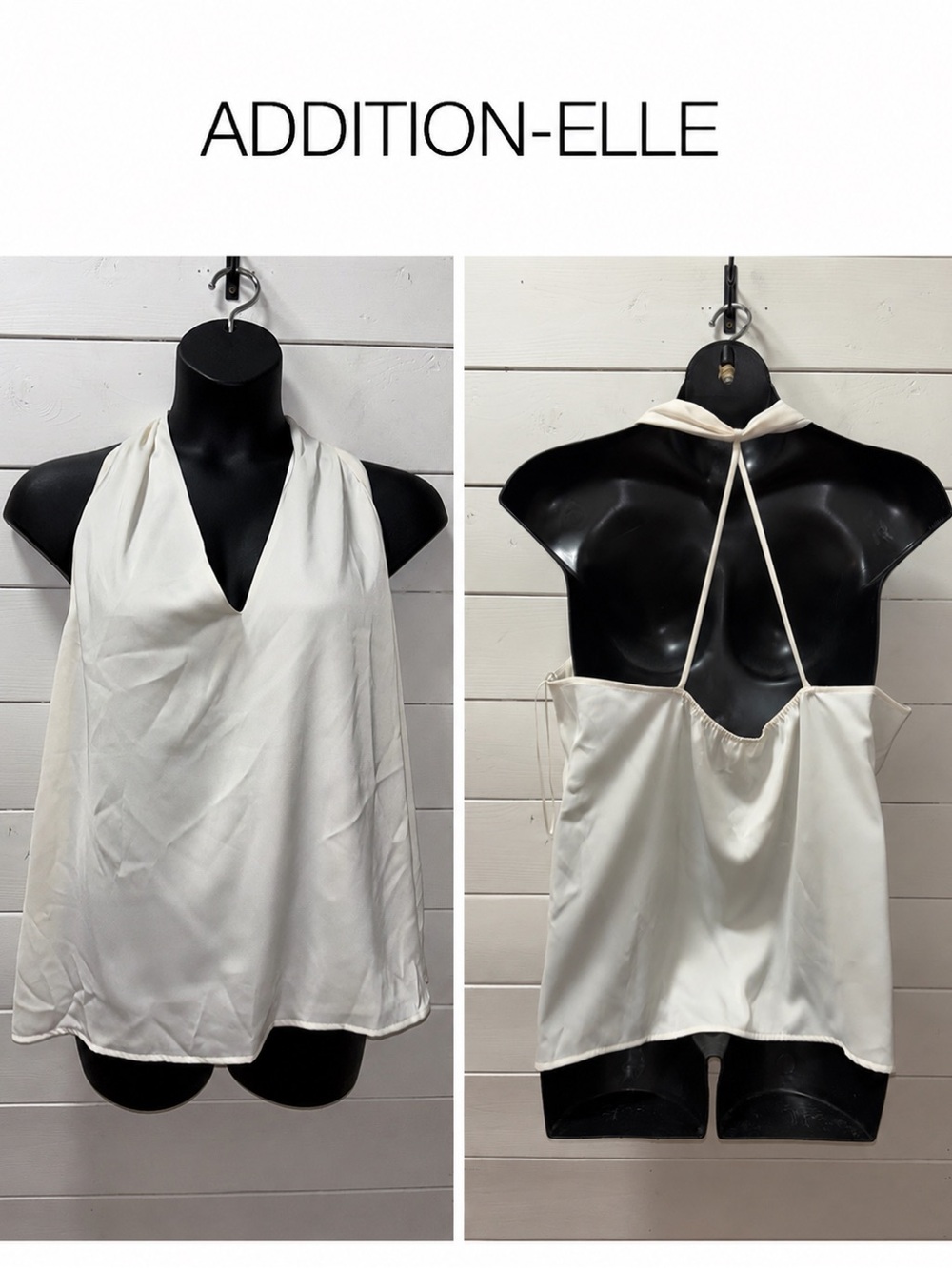 Addition Elle White Satin Halter Top – Size 3X